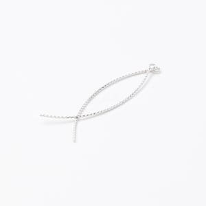 3487042 / Twisted Curved Linear Bar (Short) / Rhodium Plated Brass Pendant 43mm, 0.7mm Thickness / 0.2g / 2pcs