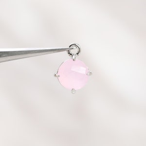 1133082 / Ice Pink / Rhodium Plated Brass Framed Glass Pendant  7.5mm x 9.7mm / 0.5g / 2pcs