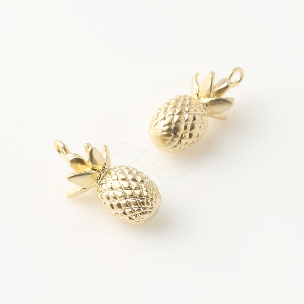 3413014 / Pineapple / 16k Matt Gold Plated Brass Pendant 8mm x Etsy