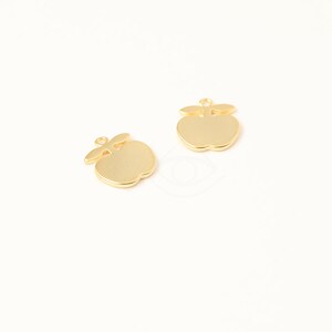 3615014 / Enkelt äpple / 16k mattförgyllt mässingshänge 9,4 mm x 10,4 mm / 0,5 g / 2 st