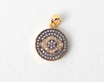 3076041 / Eye / 16k Gold Plated Brass with Cubic Zirconia Connector 13.2mm / 2.9mm Thickness / 1.9g / 1pcs