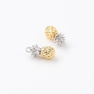 3413018 / Pineapple / 16k Matt Gold & Matt Rhodium Plated Brass Pendant 5.5mm x 12.7mm / 1.1g / 2pcs