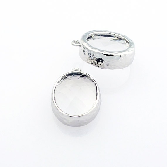 1007072 Crystal Rhodium Plated Brass Framed Glass Pendant 12mm x 16mm  2pcs - Main Image