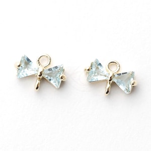 2048051 / Aquamarine / 16k Gold Plated Brass Framed Glass Connector 10.6mm x 7.2mm / 0.4g / 2pcs