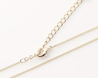5300001 / 16" Chain, 130 S Finished Chain with Lobster Clasp / 16k Gold Plated Brass / 16" with Extra 2" / 4pcs