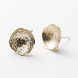 5531034 / Large Concave / 16k Matt Gold Plated Brass / 925 Sterling Silver Post 13mm Diammeter / 0.9g / 2pcs