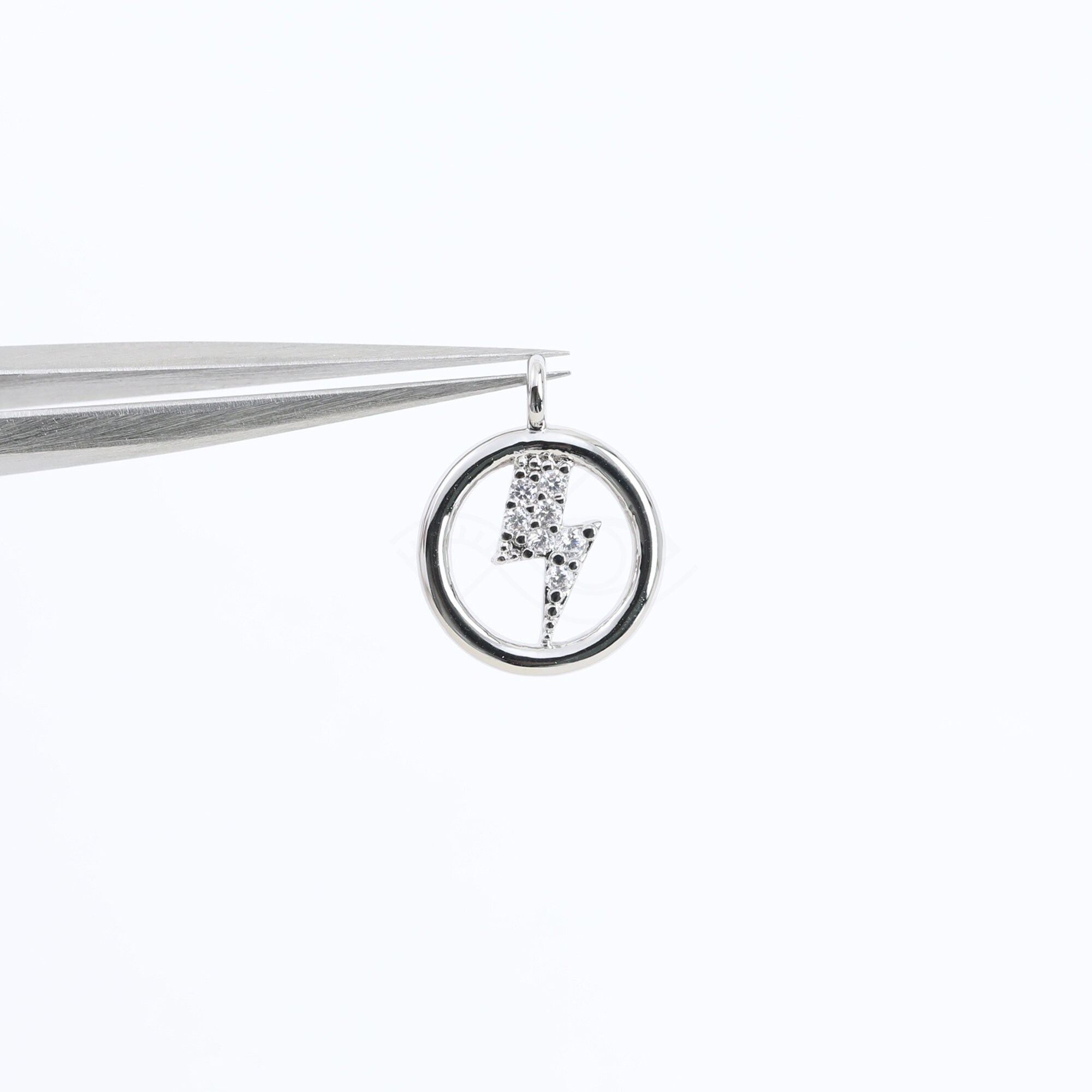 3820031 / Lightning Circle / 16k Gold Plated Brass With CZ