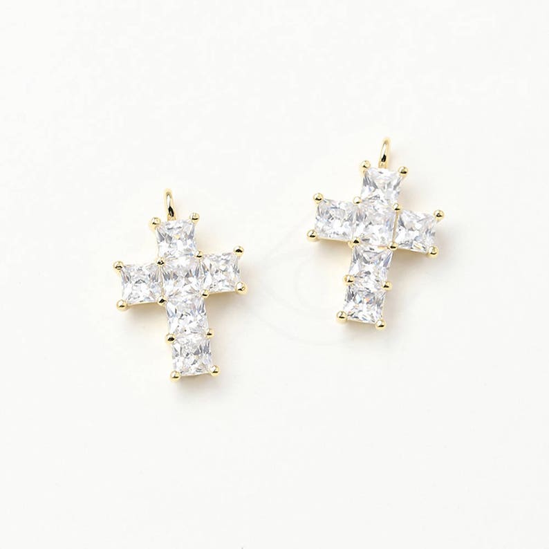 3473021 / Cubic Cross large / 16k Gold Plated Brass With CZ - Etsy