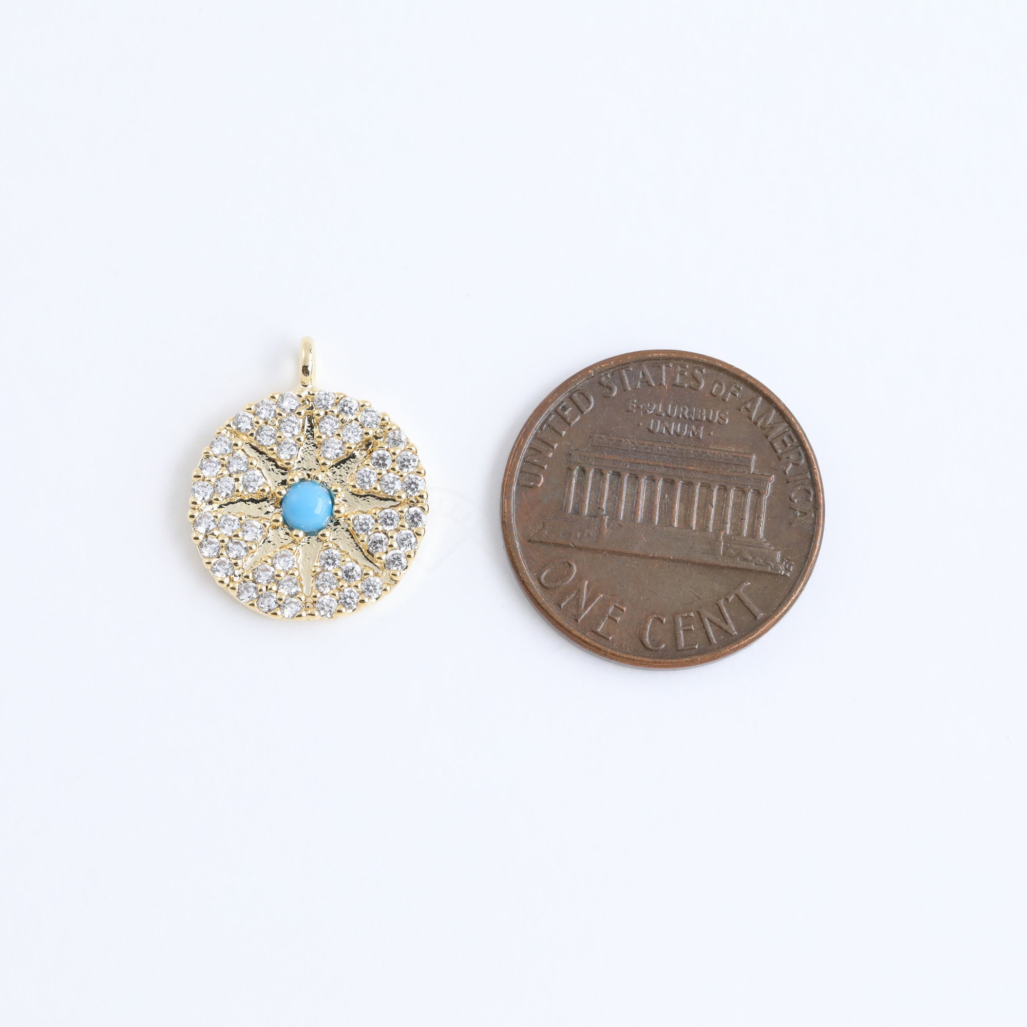 3840012 / Star Circle / Rhodium Plated Brass With CZ Pendant
