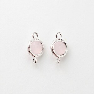 2010082 / Ice Pink / Rhodium Plated Brass Framed Glass Connector 13mm x 8mm / 0.5g / 2pcs
