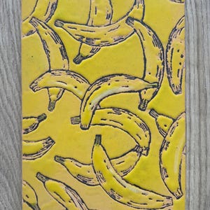 Handmade ceramic tile - wall decor/home decor - bananas - 20X30 cm (8X12 inches)