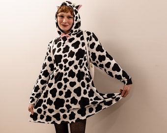 Cow Hoodie Dress