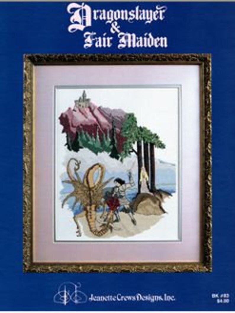 Dragonslayer And Fair Maiden Counted Cross Stitch Pattern Charted Design Needlework Rare Out Of Print Book 83 Jeanette Crews Designs Inc Cross Stitch Sewing Fiber Keyforrest Lt