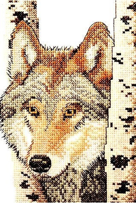 Bucilla Counted Cross Stitch Chart Kit Wolf 14 Count Stitchery Etsy
