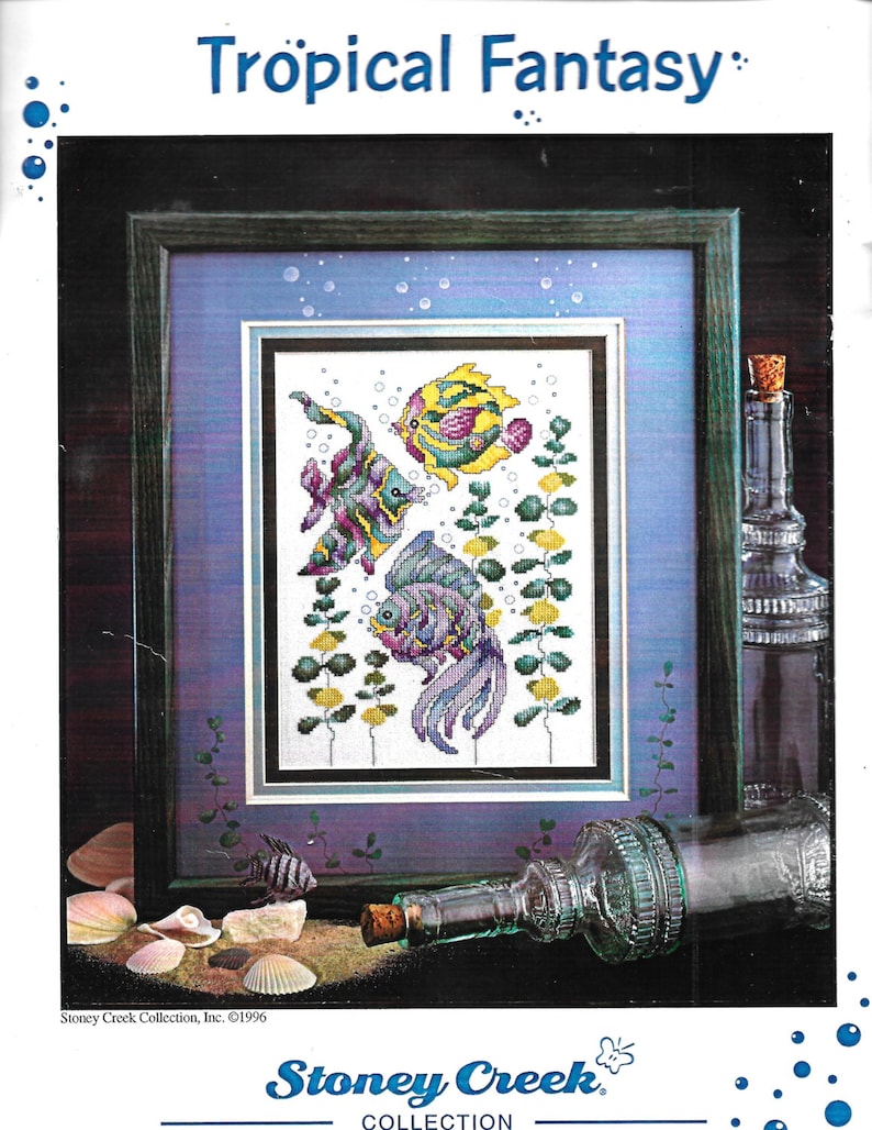 Stoney Creek Collection Tropical Fantasy Counted Cross Stitch Kit Rare Out of Print 1996 Colorful Fish Needlework