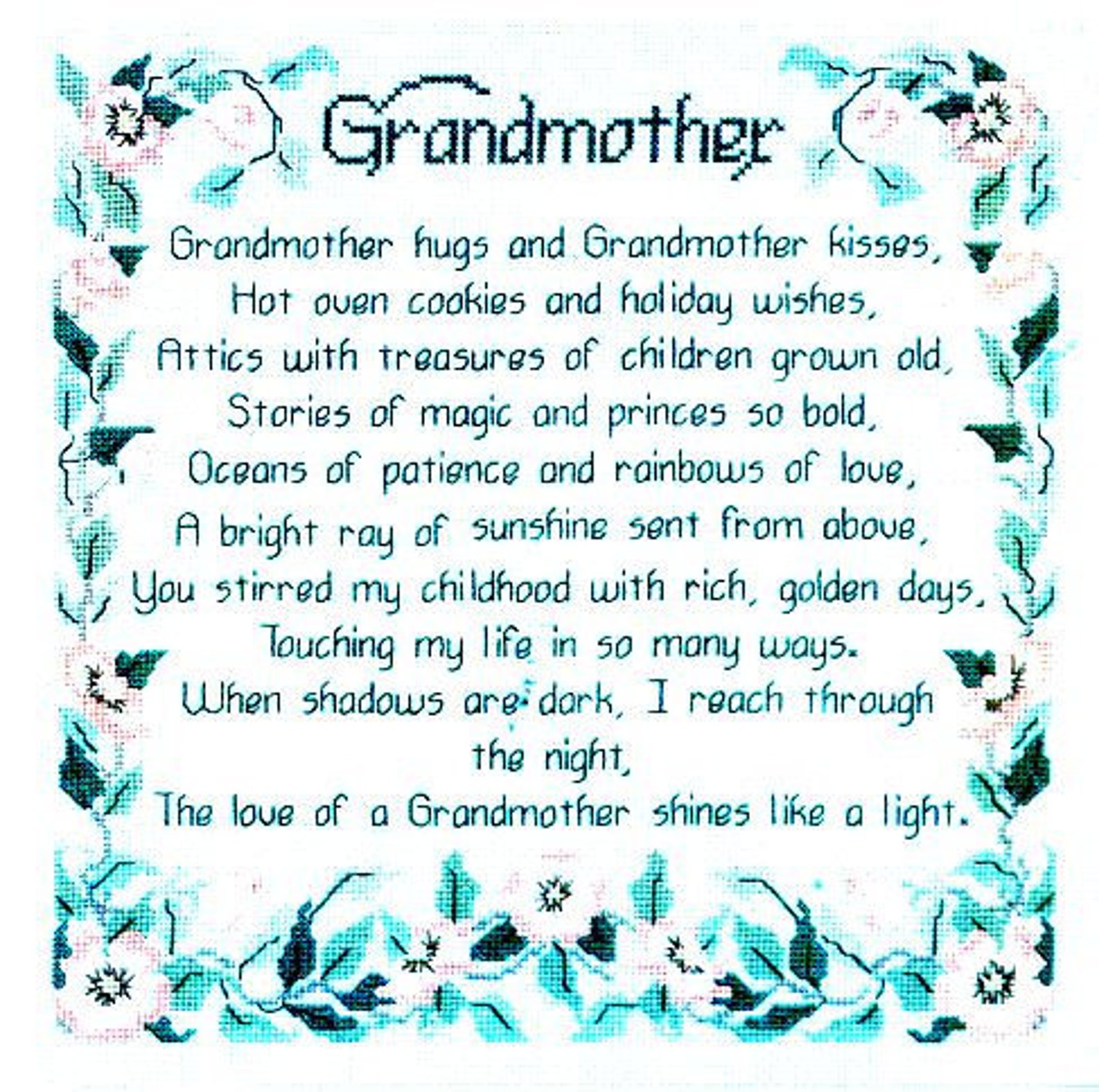 Grandmother's Poem Counted Cross Stitch Sampler Pattern | Etsy