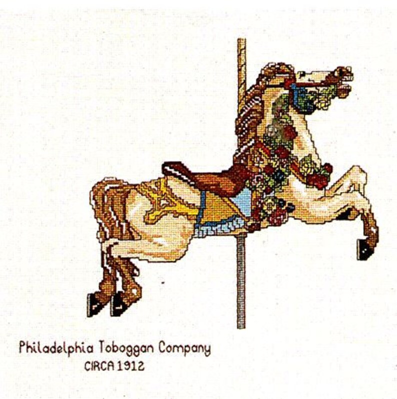 Kount On Kappie Carousel Horses Book 91 Antique Carvings Charted Designs For Counted Cross Stitch and Needlepoint Pattern Book Rare OOP