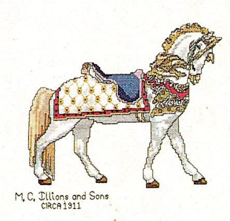 Kount On Kappie Carousel Horses Book 91 Antique Carvings Charted Designs For Counted Cross Stitch and Needlepoint Pattern Book Rare OOP