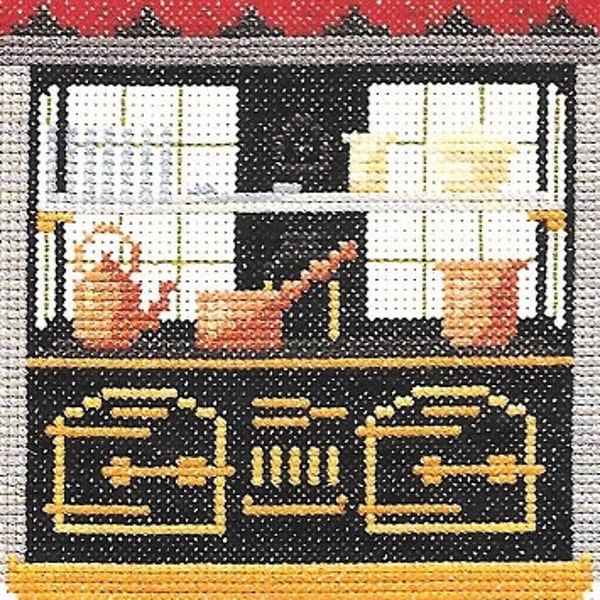 Cocina victoriana victoriana contado rara fuera de paquete de impresión gráfico punto de cruz patrón primitivo diseño planeada culinaria María Hickmott