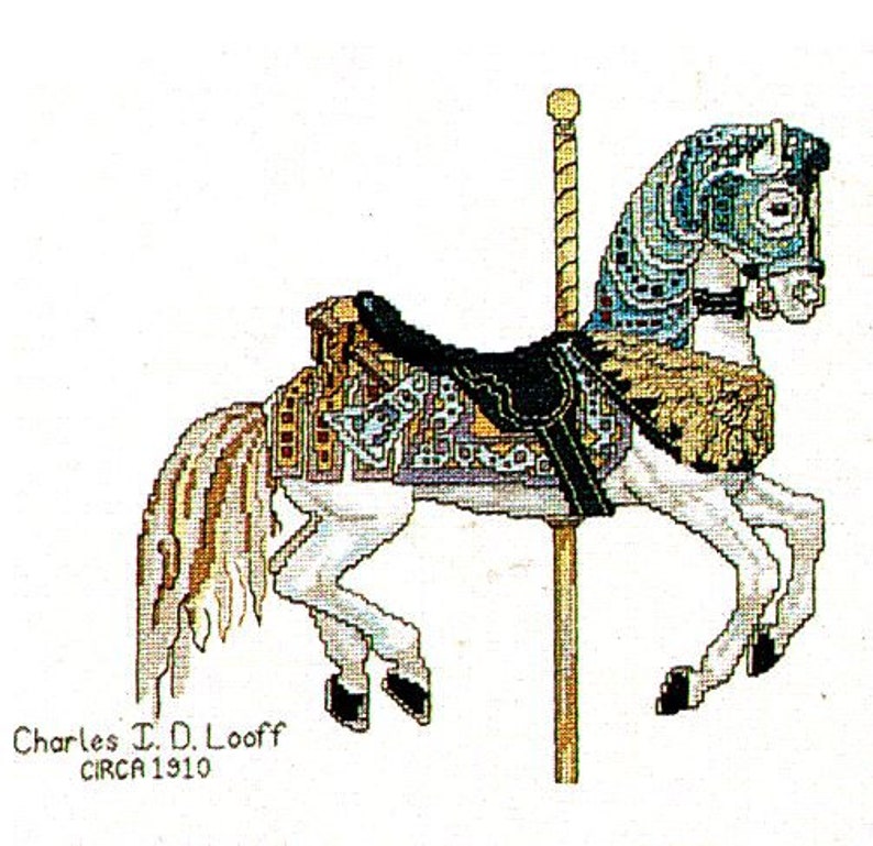 Kount On Kappie Carousel Horses Book 91 Antique Carvings Charted Designs For Counted Cross Stitch and Needlepoint Pattern Book Rare OOP