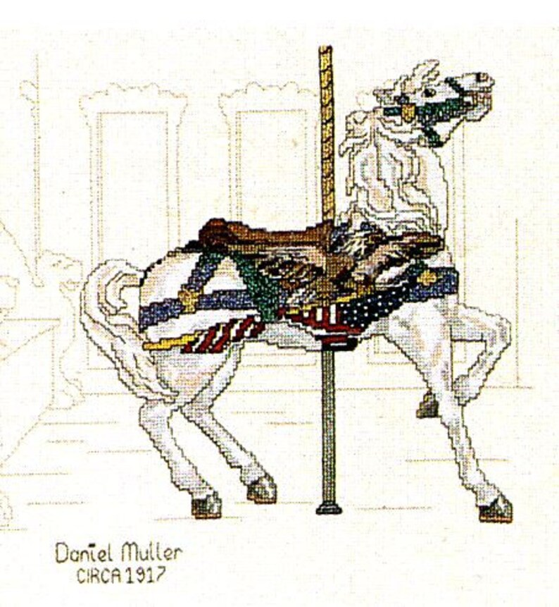Kount On Kappie Carousel Horses Book 91 Antique Carvings Charted Designs For Counted Cross Stitch and Needlepoint Pattern Book Rare OOP