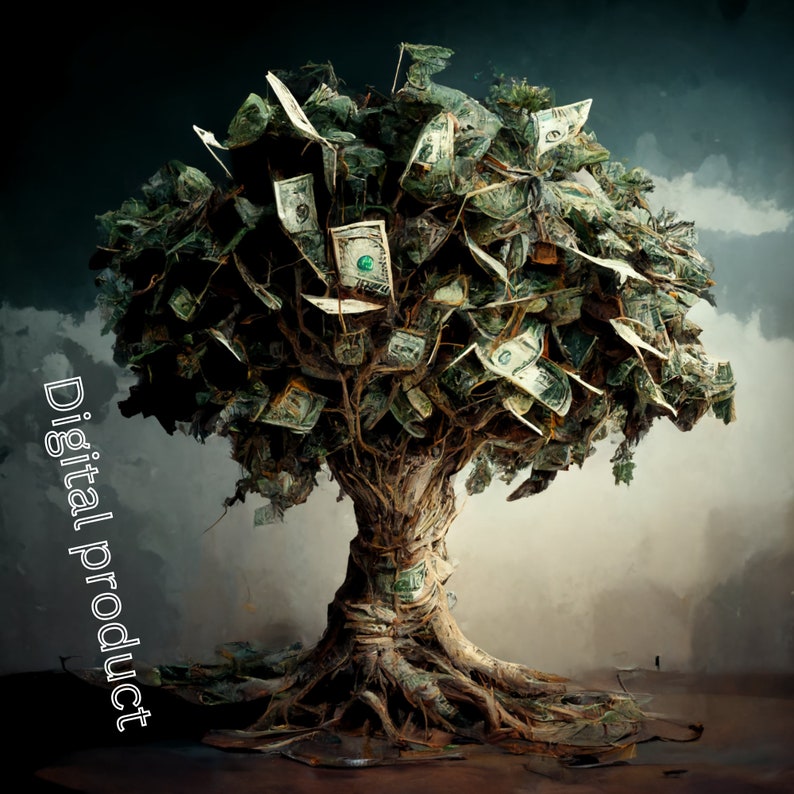 MONEY Tree Vision Board Inspirational 3062x2282 Inspired AI ART Etsy