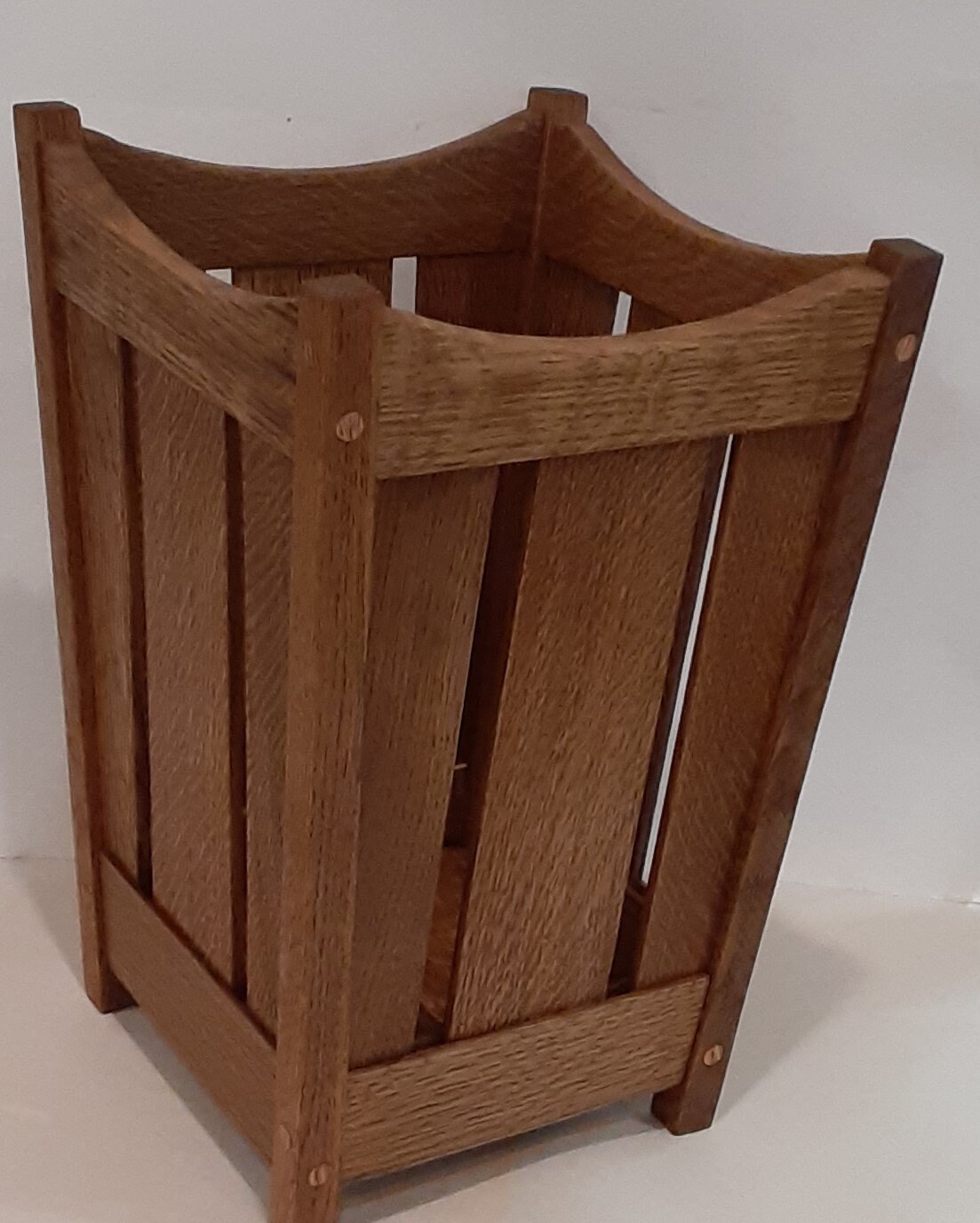 Arts and Crafts Mission Oak Wastebasket Model 36O