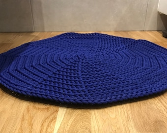 Crochet round rug, modern bath mat, Meditation Mat Zabuton Handmade in Italy custom housewarming gift