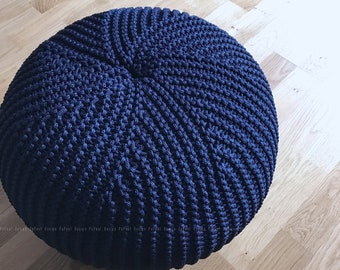 Blue cushion, outdoor pouf ottoman, made in Italy