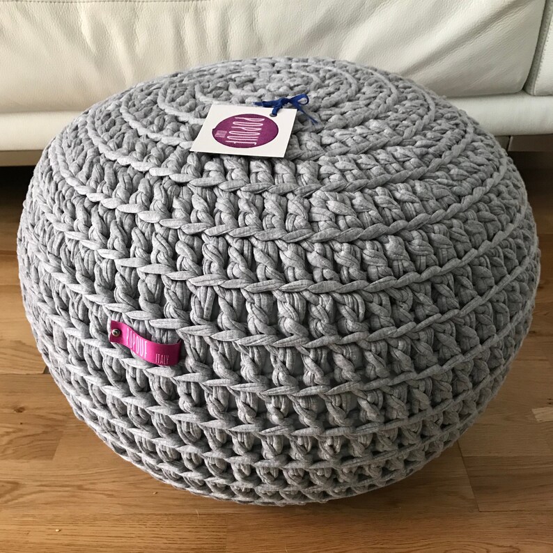 Stuffed Crochet Poufs Ottoman Soft Cotton Filled With Etsy