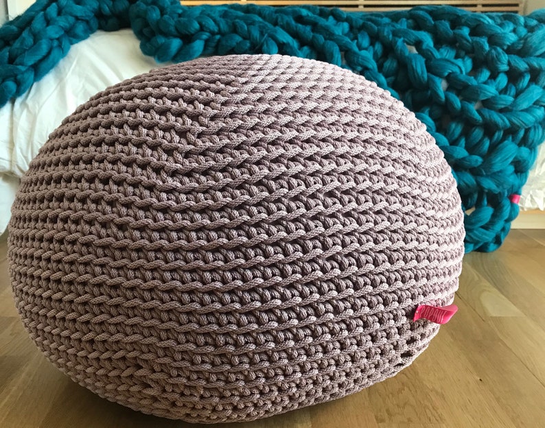 Pink Crochet Pouf Ottoman Light Pink Baby Girl Nursery Etsy