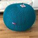 Outdoor knit pouf, Round pouf ottoman, Teal pouf, Made in Italy, Kids Ottoman, Footstool, Floor pillow, Bean bag chairs, handmade cover 