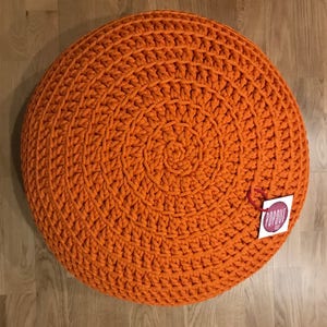 Outdoor pouf, Round ottoman, Orange pouf Made in Italy, Kids Ottoman, Footstool, Pool pillow, Bean bag chairs, handmade cover image 6