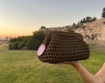 Handmade Pouch Bag, Clutch Bag, Wedding Purse, Party Clutch Bag, Beach Clutch, Crochet Pochette made in Italy