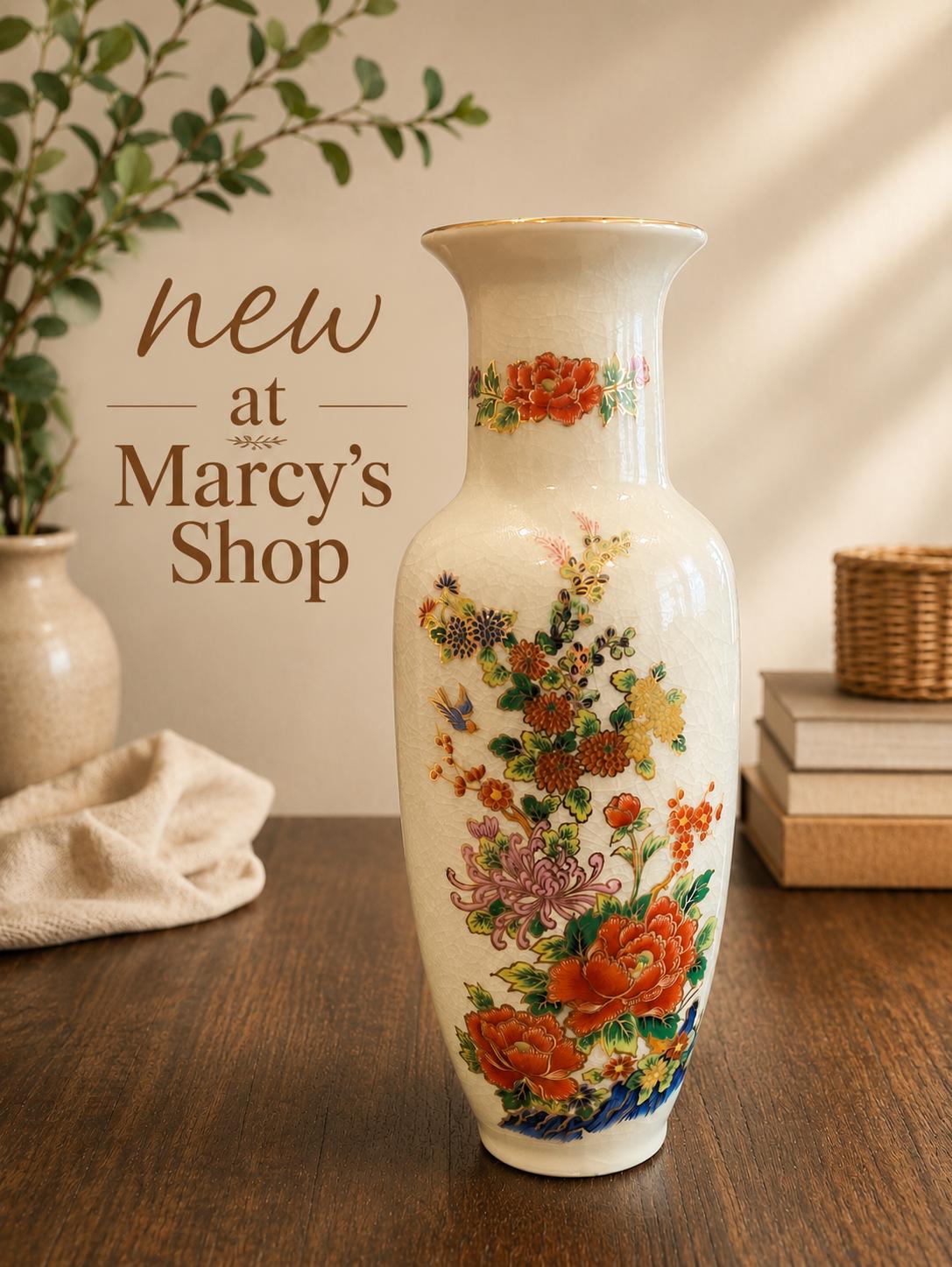 Vintage Vase Floral Crackle Glaze Japan - Etsy