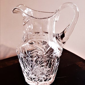 Antique Pitcher / Decanter  Early 1900&#39;s American Brilliant Period - cut glass