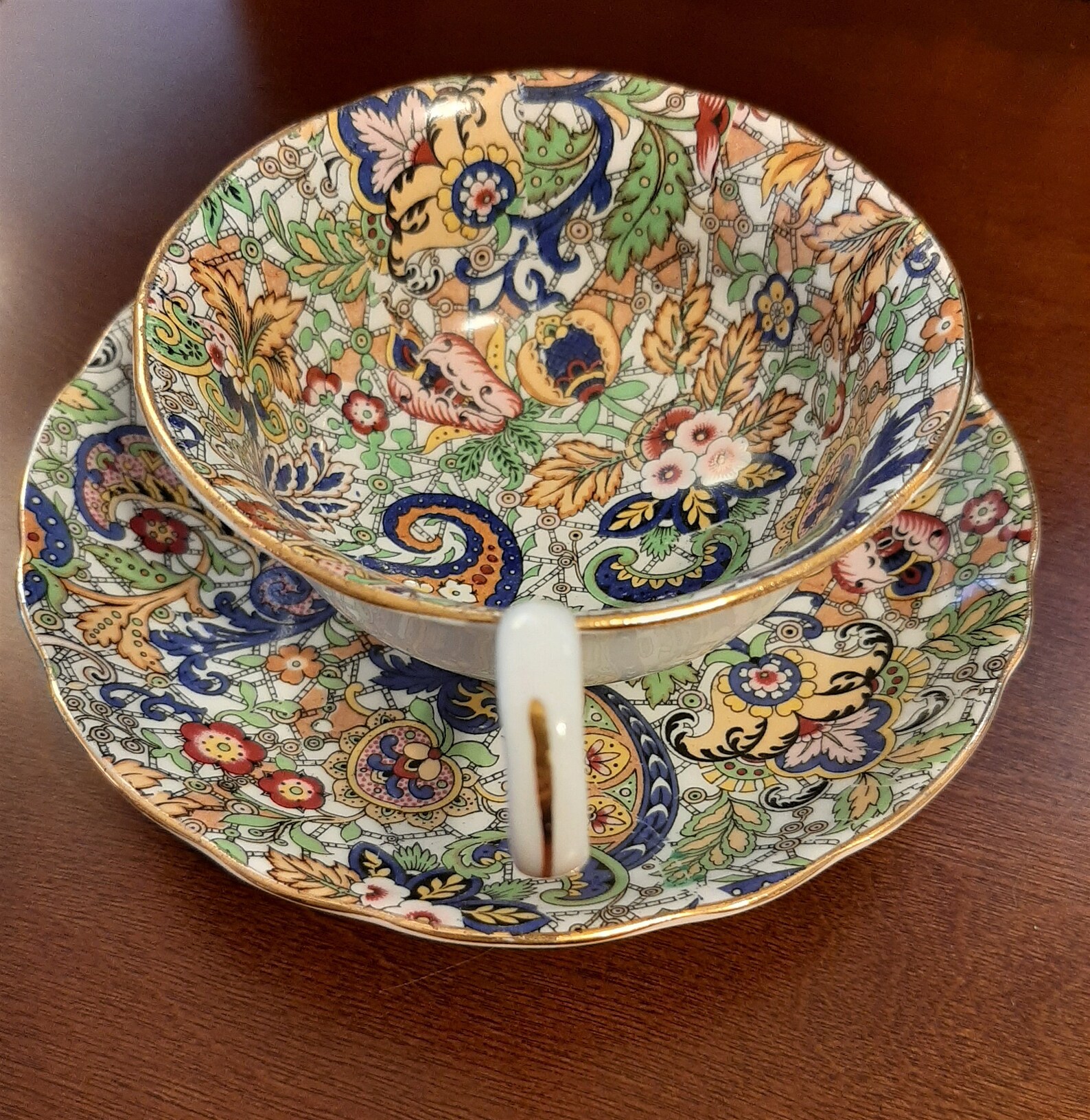 Radfords Bone China England Paisley Chintz Teacup Saucer Set Etsy