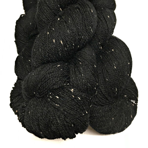 Superfine Merino/Angora Heavy Lace Weight- Black Tweed - Free Shipping!