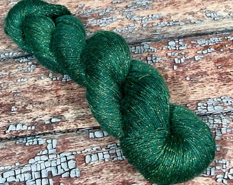 Sparkling Bamboo- Emerald- Fingering Weight Bamboo Metallic. Free Shipping!