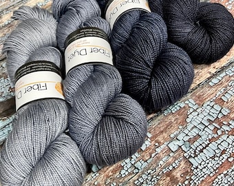 A Gathering of Gradients in Gray - 80 Superwash Merino 20 Silk - Set of Four 100gr. Skeins - Free Ship!