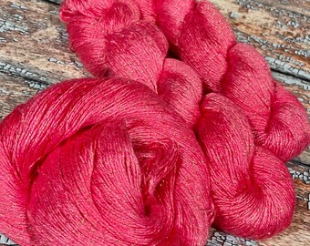 Sparkling Bamboo- Coral Bells Fingering Weight Bamboo Metallic. Free Shipping!