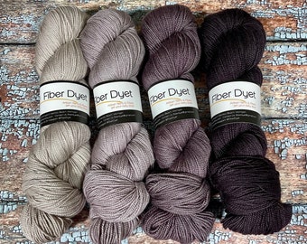 A Gathering of Gradients in Coffee Tones - 80 Superwash Merino 20 Silk - Set of Four 100gr. Skeins - Free Ship!