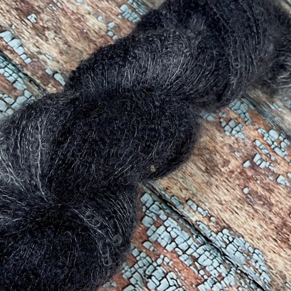 Mohair Fingering Weight Baby Boucle - Hibachi Coal - Free Shipping!