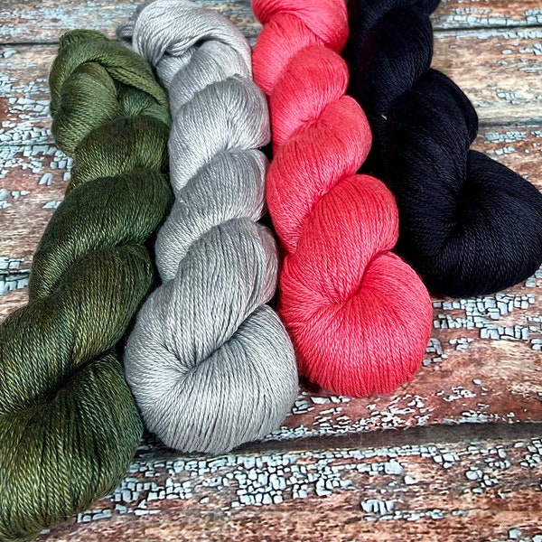 Schweizer Seide Küche - 51% Schweizer Seide 49 Extra Fine Merino - Fingering Gewicht - Einfarbig 2 Größen - Kostenloser Versand!