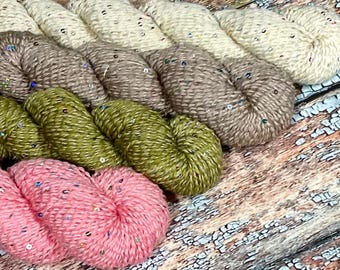 Sparkle Merino/Silk With Sequins! - 50/50 - Fingering/Sport Weight - Asst. Colors - Peony Garden - Beachy - 50 gr.