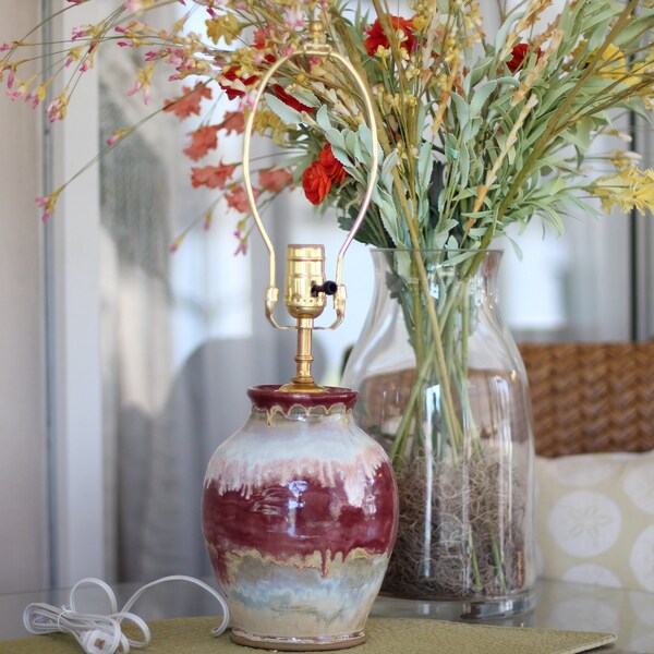 Handmade, wheel thrown ceramic table lamp