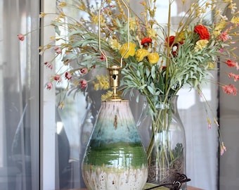 Elegant, handmade, wheel-thrown ceramic table lamp base