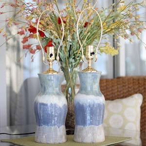 Pair of handmade, wheel thrown ceramic table lamp bases