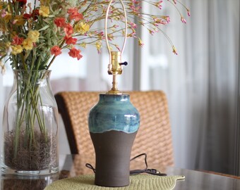 Handmade wheel thrown table lamp base