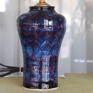 Handmade, wheel-thrown pottery table lamp base